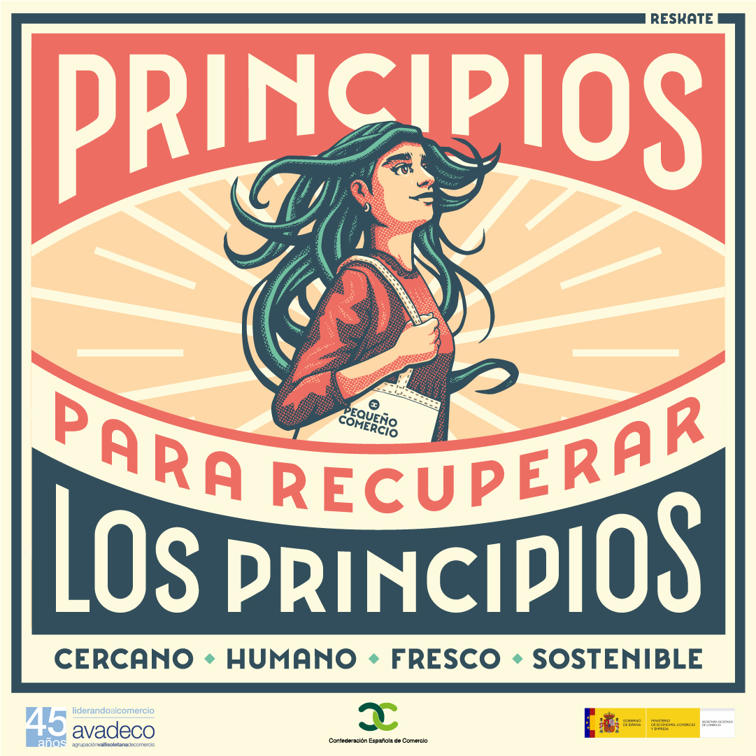 Cartel de la campaña Principios para recuperar los principios de promoción del comercio de proximidad. 